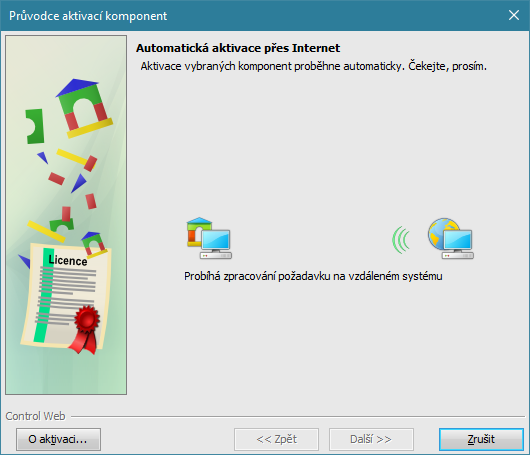 Prvodce aktivac komponent se automaticky spoj saktivanm serverem