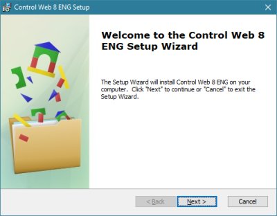 The first window of the Control Web Installation Wizard